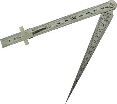 М00003683  -  Линейка конусная, Shinwa, для определения диаметров отверстий от 0 до 15мм, с линейкой 150мм