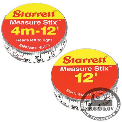 М00008469  -  Лента измерительная клеящаяся Starrett Measure Stix, 4м*13мм, цифры - справа налево, метрич./дюйм.